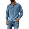 Genérico Camicia di Jeans Uomo Manica Lunga Vintage Giacca Casual Denim Camicie Uomo Oversize Giacca Camicia Elegante Manica Lunga Retro