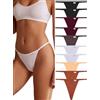 FINETOO 10er Pack G String Tangas Damen Baumwolle Unterwäsche Frauen Low Rise Stretch T-Back Tanga Sexy Unterhosen Women S-XL