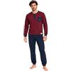 NavyBlue Yacht Pigiama Uomo Invernale in Cotone Caldo Interlock - Completo da Notte Due Pezzi Chiuso -