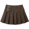 JITEM Gonna Corta a Pieghe Corta in Pelle PU da Donna, Minigonna a Vita Alta, Gonna Corta Pattinatrice Y2k con Fibbia, Streetwear