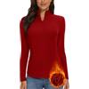 WOWENY Camicia Termica da Donna con Zip a 1/4 Manica Lunga Collo Alto in Pile Colletto alla Coreana Mezza Zip Felpa Pullover Caldo