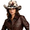 SJTJSPX Cappello da cowboy per uomini e donne, cappello da cowboy western jazz, motivo mucche per adulti, copricapo di selvaggio west, costume per feste a tema matrimonio, cappelli da cowgirl in