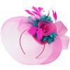 Caprilite Fucsia rosa caldo piuma fiore fascinator cappello velo rete fascia clip Ascot Derby gare matrimonio