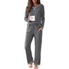Ekouaer Pigiama Donna Lungo 100% Cotone Pigiama Girocollo Tuta da Casa | Traspirante e Delicato Sulla Pelle, Pantaloni Pigiama con Tasche, Loungewear Leggero per Donna, per Dormire e Tempo Libero