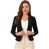 Allegra K Donna Blazer Abito Casual Aperto sul Davanti Lavoro Business | Leggero Ufficio Reverberi Aperti Elegante Giacca Corta Nero-Solido XS