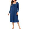 Sopesil Camicia da Notte Allattamento Donna Lunga con Tasche S-3XL | Bottoni Premaman Maniche Lunghe Bottoni Allentati Vestaglia Notte Elegante in Morbido con Fiocco Vestibilità Ampia
