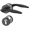 Amerdeco Maniglia per porta interna nero opaco con rosetta rotonda, set maniglia PZ con cilindro europeo, design moderno per porte d'ingresso e interne UK0099