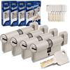 GERCAR Pro Set 4x serratura a cilindro/ cilindro della porta con pomolo 80mm - 4x cilindro di serratura con pomello 40/40 - con 20 chiavi - ottone opaco - Lunghezza 80 mm, A:40 B:40
