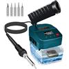 Edtran Saldatore senza fili per batteria Bosch 18V, riscaldamento rapido, stazione di saldatura elettrica digitale LCD con connessioni di ricarica USB e Tipo-C, set di saldatore portatile regolabile per