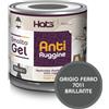 Hats - Vernice Antiruggine per ferro - Smalto Gel Antiruggine Pronto all'uso - Non Cola, Non Gocciola - Adatto per Metallo e Legno - Made in Italy (Grigio Ferro 7011 Brillante)