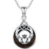 YEESIA Collana in ebano, da uomo, in argento Sterling 925, Claddagh, celtica, irlandese, vero ebano, ciondolo vichingo, gioiello in legno, regalo per uomini e donne, 29*23.8, Argento sterling, Nessuna
