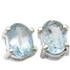 Bijoux et Objets Orecchini a perno topazio blu in argento massiccio 925 - Misura delle Pietre 5 x 7 mm