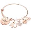 Malihome Bracciale compleanno personalizzato da donna con scelta di lettere e numeri inglesi 10/18/20/30/40/50/60 Bracciale con ciondolo regolabile per figlia, sorella, amica, ragazza adolescente, mamma, nonna
