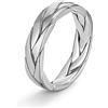 Dankadi Anello intrecciato in argento 925 da donna, larghezza 5 mm, misura 49 a 67,5 mm, a forma di pannocchia di grano, semplice anello di fede rotondo, classico, regalo di compleanno, matrimonio
