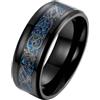 Tolldek Anelli di fidanzamento da uomo, 8 mm, in fibra di carbonio, da uomo, in acciaio inox, colore nero, rosso, per uomini