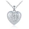 MICMIF Collana Argento 925 Ciondolo a Cuore Portafoto con Rosa in Rilievo, Medaglione Personalizzato Apribile per 2 Foto, Gioielli Romantici per Donna Fidanzata Moglie