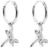 Damiano Argenti Orecchini Cerchio con Pendente Libellula in Argento Sterling 925 Rodiato con Zirconi Bianchi