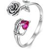 Qings Anello Regolabile da Donna Teschio Scorpion Ragno Croce in Argento Sterling 925 Anello Aperto Mano di Scheletro con Ziconia per Donna Uomo