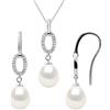 Pearls & Colors - Set di gioielli da sposa, collana e orecchini, perle coltivate d'acqua dolce autentiche, qualità AAA+ in argento Sterling 925, gioielli da donna