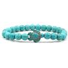 Tolldek Bracciale in pietra naturale, 8 mm, con ciondolo a forma di tartaruga, da donna e da uomo, in vera pietra naturale, ideale come regalo per donne e uomini, 19 cm