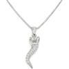 amorili Collana Donna Corno Napoletano Portafortuna in Argento 925 con Zirconi - Ciondolo Cornetto Elegante - Gioiello Simbolo di Fortuna Idea Regalo