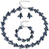 Clearine Set di gioielli da sposa per donne, bellissimo cristallo marquise cluster collana orecchini a perno, bracciale a sinistra per la festa di matrimonio, ballo, zaffiro argento