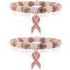 WANDIC 2 braccialetti per beneficenza con nastro rosa e cristalli per cancro al seno