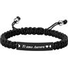 amorili Bracciale Uomo Personalizzato Personalizzabile con Incisione in Acciaio Inox e Corda - Incisione Nome Data Frase - Bracciale Maschile Regolabile - Idea Regalo Uomo Elegante - bcc1509