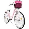 MILORD. 2018 Comfort Bicicletta con cestino, Holland, Signora ruota di bicicletta, 1 velocità, Rosa, 26 pollici