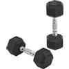 DecHome - Set di 2 Manubri da Palestra Esagonali da 5kg in Gomma con Impugnatura Antiscivolo colore Nero - A282V01AO12