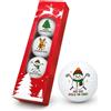 MOAZIFI Set di 3 palline da golf con motivi natalizi in confezione regalo | Palline da golf natalizie in scatola di cartone, 13,2 x 4,3 x 4,3 cm, regalo da golf per uomini, con tre motivi festivi