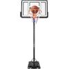 Salmeee Canestro da basket con supporto, regolabile in altezza da 1,7 a 3,05 m, per | PET+PE+ferro, 2 ruote, riempibile con acqua/sabbia, per esterni, stabile e regolabile in altezza