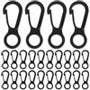BESPORTBLE 50 Pezzi Mini Moschettone in Plastica Pom Nero, 8 a Forma di Otto | Superficie Testurizzata Antiscivolo, Aggancio Rapido per Cordini e Corde, Uso in Zaino e Casa