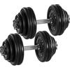 MOVIT® Set di 2 Manubri Regolabili 20-60 kg, Ghisa, Barre 30 mm, Zigrinate | Impugnature Zigrinate Antiscivolo, Barre Cromate, Chiusure a Stella; Pesi Regolabili per Allenamento, Fitness, Casa/Palestra