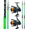 Kolpo due canne 4.10mt e due mulinelli pesca surfcasting combo kit con 2 canne spiralate 200 gr e 2 mulinelli 7000 con filo