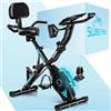 SLUNSE FITNESS Cyclette da Casa, 5 in 1 Cyclette Pieghevole Silenziosa con 16 Livelli Resistenza Magnetica Regolabile Indoor Ciclette Banda Elastica, Monitor LCD e Sensore di Frequenza Cardiaca, Blu Indaco