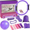 DAILIENFUS Set di accessori per pilates, set da 13 pezzi, con palla da yoga, cintura da yoga, fasce per fitness, calze da pilates, poster da allenamento e borsa portatile, kit essenziale per le donne