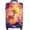 NoBoringSuitcases.com NoBoringSuitcases© Valigia Cabina Bambino Bagaglio A Mano Trolley | 55x35x20 cm - Bambini Da Viaggio Rigido Leggero Aereo 4 Ruote Luggage Cerbiatto - Gufo - Bosco fiabesco rosa