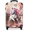 NoBoringSuitcases.com NoBoringSuitcases© Valigia Cabina Bambino Bagaglio A Mano Trolley | 55x35x20 cm - Bambini Da Viaggio Rigido Leggero Aereo 4 Ruote Luggage Unicorno - Rose - Magico