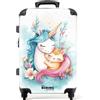 NoBoringSuitcases.com NoBoringSuitcases© Valigia Media Bambini Rigida Trolley Medio Viaggio Aereo | 67x43x25 cm - 4 Ruote Valigie Leggere Bimbo Valigetta Trolly Dimensioni M Unicorno - Criniera blu - Gattino arancione
