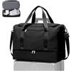 WEPLAN Grande Borsone da Viaggio Donna Borsa da Weekend Bagaglio a Mano | Borsa da Viaggio con Scomparto Scarpe Borsone Palestra Borsa da Cabina Donna Uomo Borsa Parto Ospedale Mamma,A02-Nero