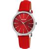 Raptor Brilliance RA10176 - Orologio da donna in vera pelle, con strass, elegante, analogico, al quarzo, Colore: rosso, cinghia