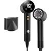Kissleaf Asciugacapelli Ionico 180,000 RPM Phon Capelli Professionale 500 Milioni Ioni Negativi, 4 Temperature 3 Velocità, Display LED, Termoregolazione intelligente, Basso Rumore nero