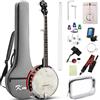 Kmise Banjo Banjo a 5 corde, professionale, dimensioni standard, 96,7 cm, aperto o chiuso, con risonatore, ponte, corde, plettri, cinghia, custodia, set di accessori per accordatore, scelta regalo per