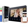 EURA VDP-90A3 Delta+ - Videocitofono a 4 fili, monitor a colori da 7 pollici, 2 ingressi, WiFi, crittografia, lettore proxy AHD, Tuya, nero