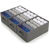edihome, Organizer Armadio con Divisori per Cassetti, Contenitori Salvaspazio per Vestiti e Jeans, Organizzatore Pieghevole per Magliette e Biancheria (Pack 3 unità - 6 Divisori - Grigio scuro)