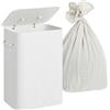 Relaxdays Cesto biancheria con coperchio, bambù, 80 l, pieghevole, HxLxP: 60 x 40 x 30 cm, bianco