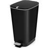 Curver Keter Curver Pattumiera Chic L Nera, Pattumiera a Pedale con Anello Ferma Sacco per Casa e Cucina, Capienza 45 litri, Dimensioni 29x44.5x60.5 cm