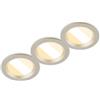 BRILONER - Set di 3 faretti LED da incasso CCT IP65, 86 mm, nichel opaco | Da bianco caldo a bianco neutro, protezione da polvere e getti d'acqua, faretti, faretti da incasso, bagno