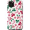 Red green pink christmas candy cane holi Custodia per iPhone 11 Pro Max Carino Natale Candy Cane Modello Rosso Verde Rosa Holiday Bow